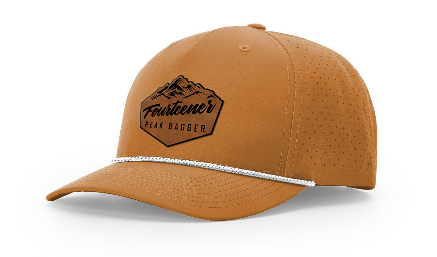 Fourteener "Peak Bagger" Leather Patch Hat - Colorado 14er Hiking Cap