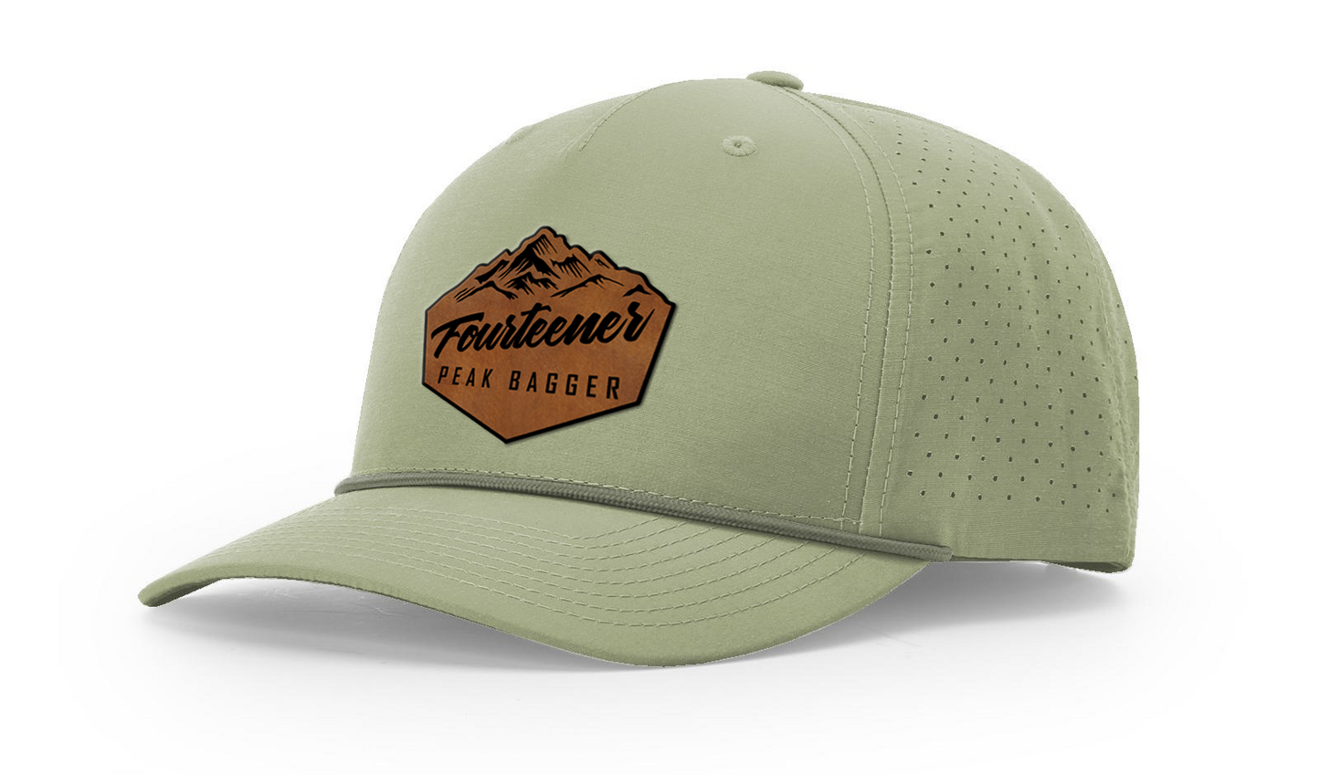 Fourteener "Peak Bagger" Leather Patch Hat - Colorado 14er Hiking Cap