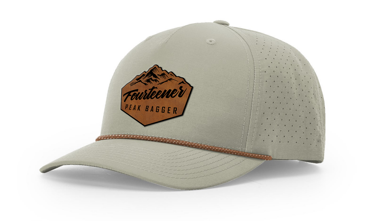 Fourteener "Peak Bagger" Leather Patch Hat - Colorado 14er Hiking Cap
