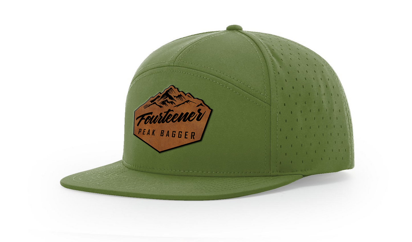 Fourteener "Peak Bagger" Leather Patch Hat - Colorado 14er Hiking Cap
